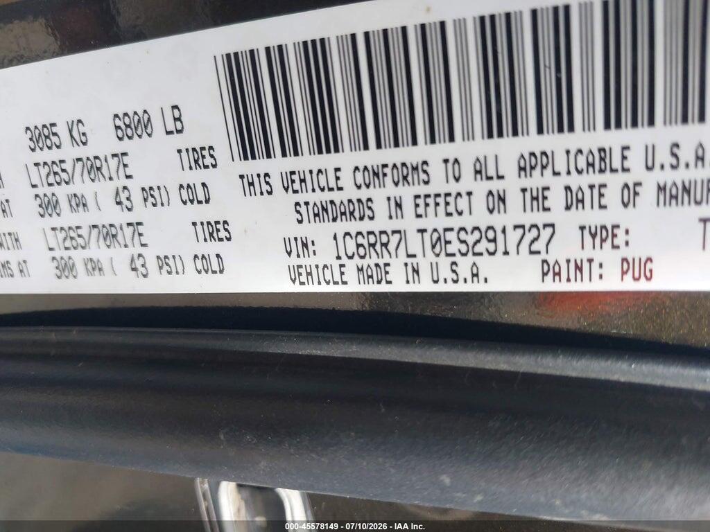 1C6RR7LT0ES291727 2014 RAM 1500 photo no. 9