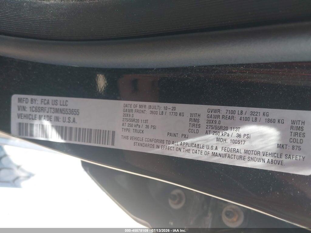 1C6SRFJT3MN553655 2021 RAM 1500 photo no. 9