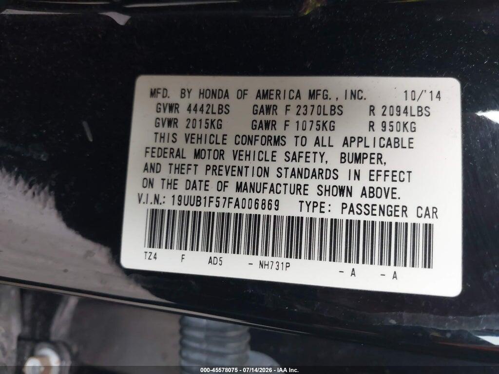 19UUB1F57FA006869 2015 ACURA TLX photo no. 9