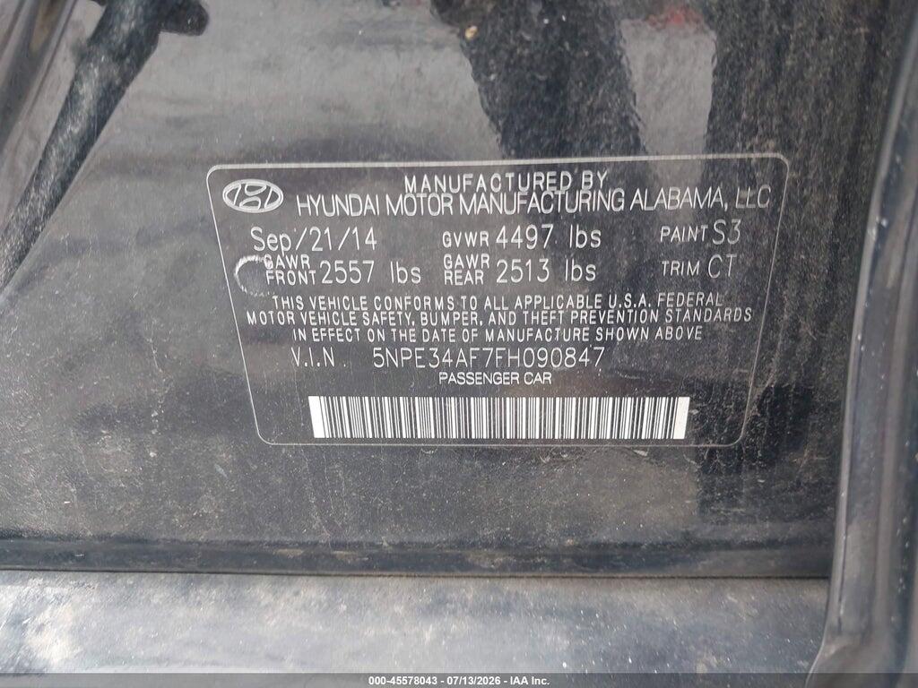5NPE34AF7FH090847 2015 HYUNDAI SONATA photo no. 9