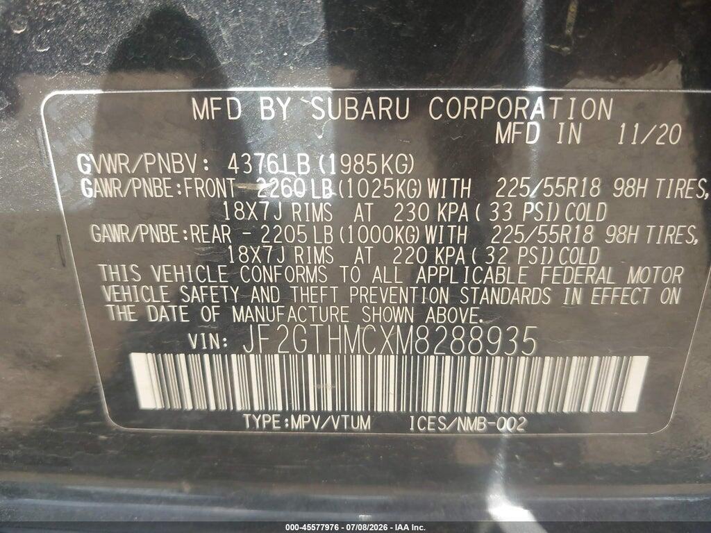 JF2GTHMCXM8288935 2021 SUBARU CROSSTREK photo no. 9