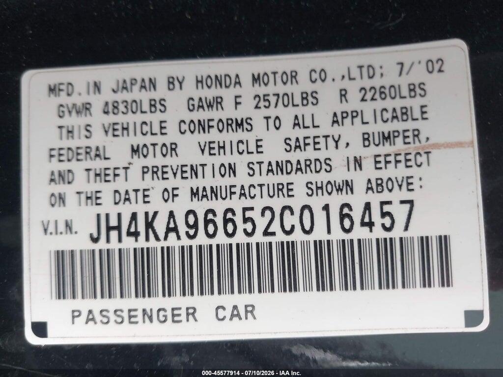 JH4KA96652C016457 2002 ACURA RL photo no. 9