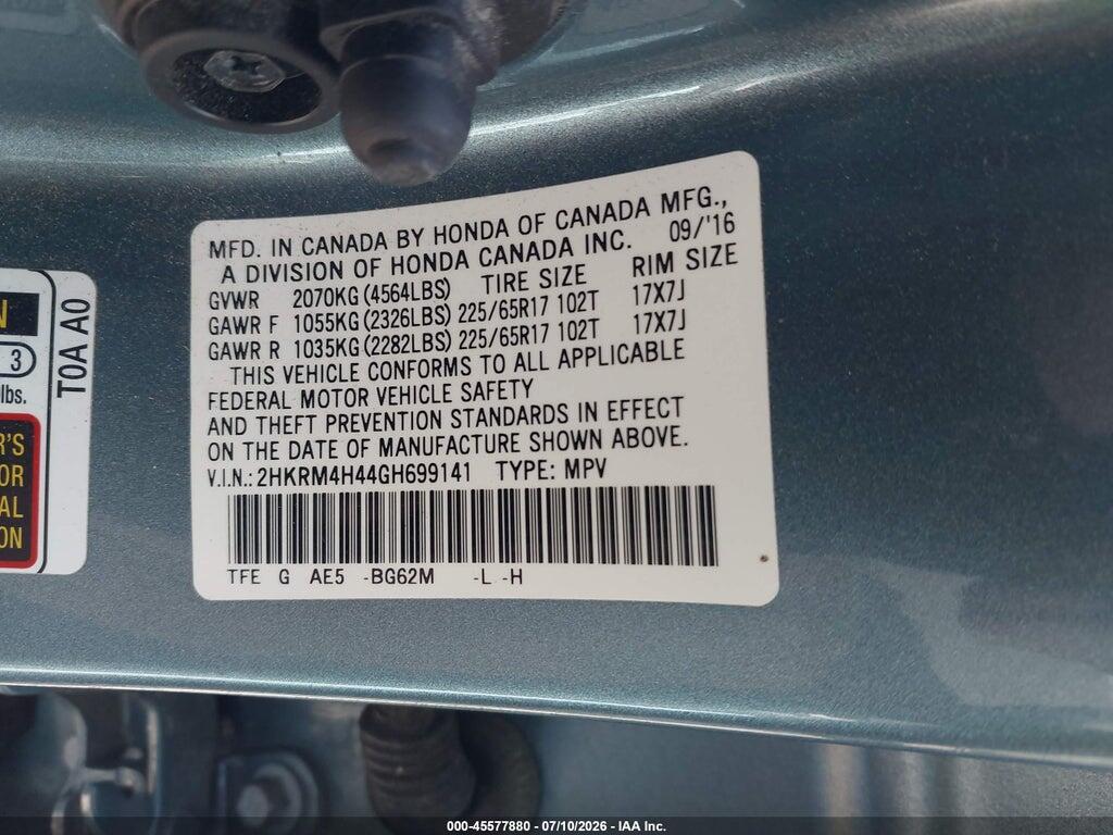 2HKRM4H44GH699141 2016 HONDA CR-V photo no. 9