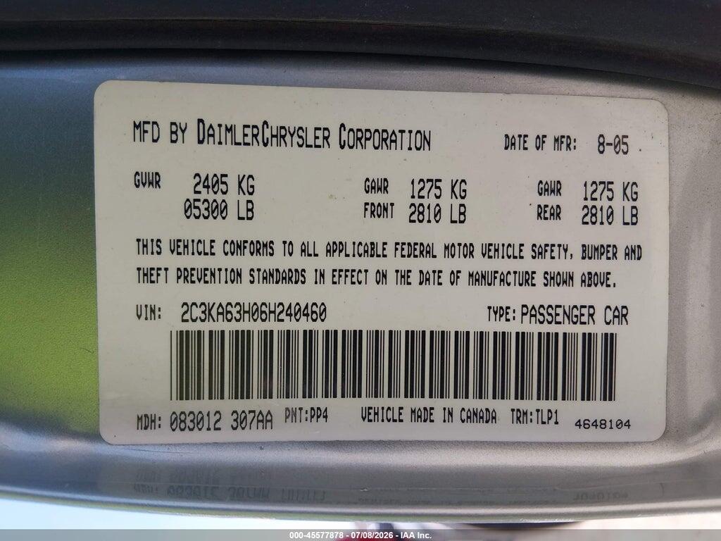 2C3KA63H06H240460 2006 CHRYSLER 300C photo no. 9