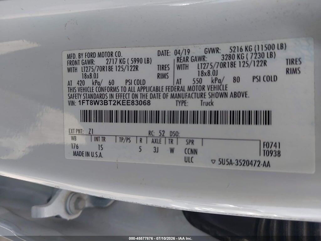 1FT8W3BT2KEE83068 2019 FORD F-350 photo no. 9