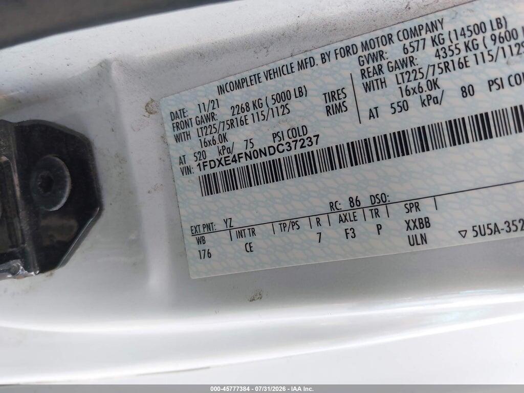 1FDXE4FN0NDC37237 2022 FORD E-450 CUTAWAY photo no. 8