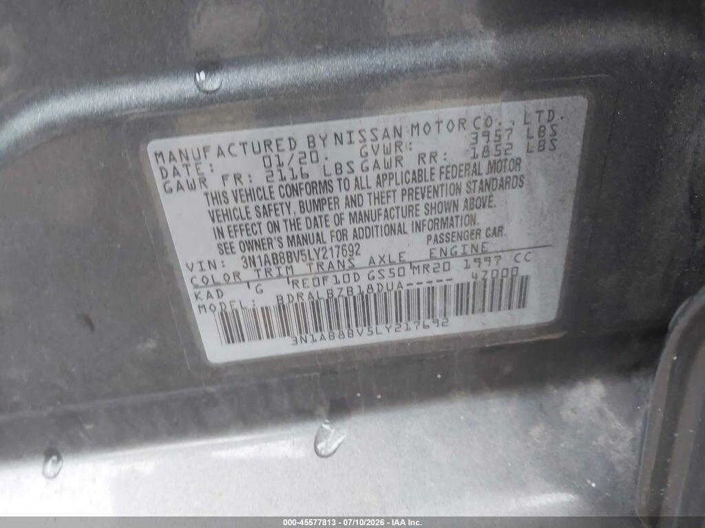 3N1AB8BV5LY217692 2020 NISSAN SENTRA photo no. 9