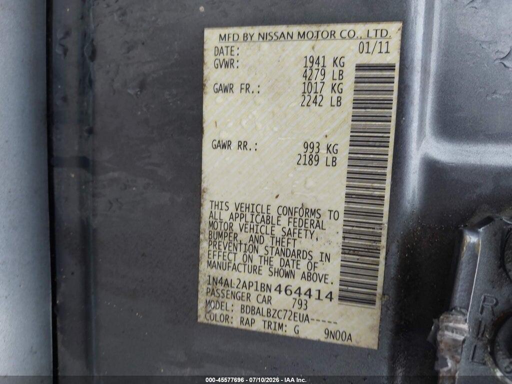 1N4AL2AP1BN464414 2011 NISSAN ALTIMA photo no. 9
