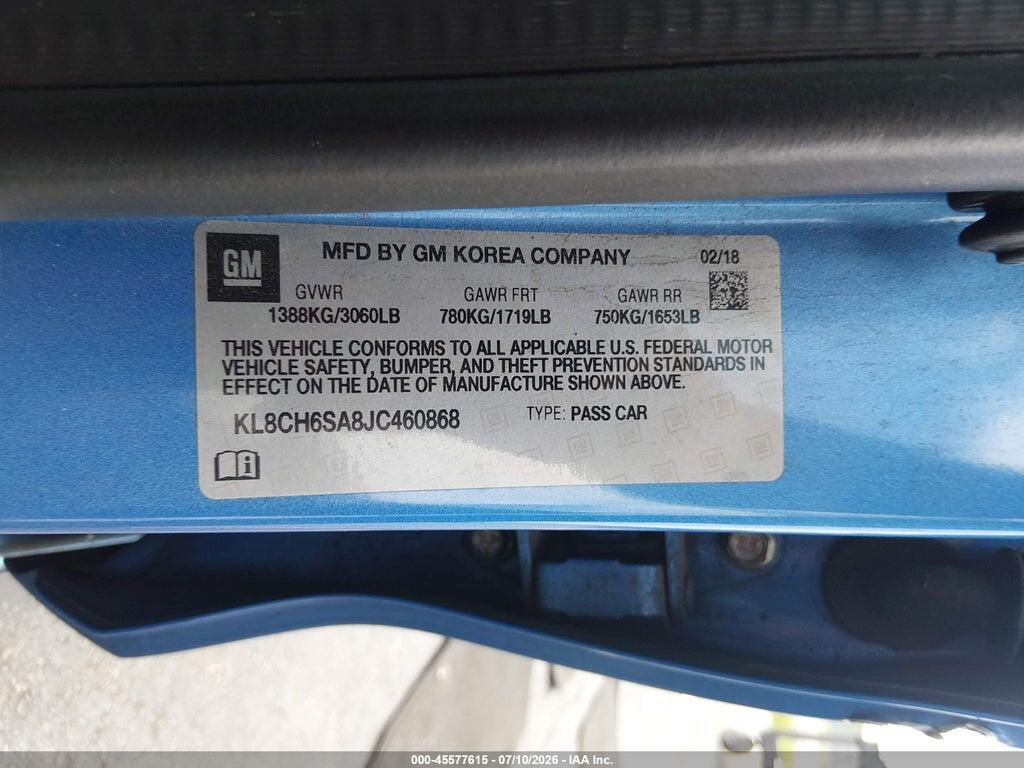 KL8CH6SA8JC460868 2018 CHEVROLET SPARK photo no. 9