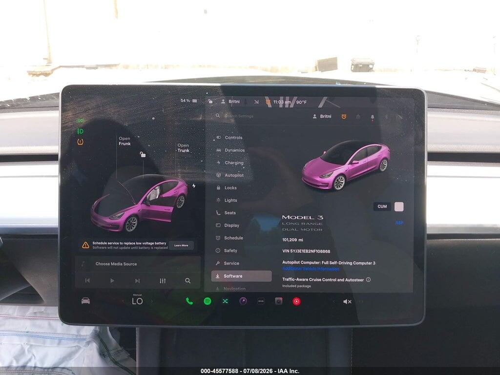 5YJ3E1EB2NF108868 2022 TESLA MODEL 3 photo no. 7