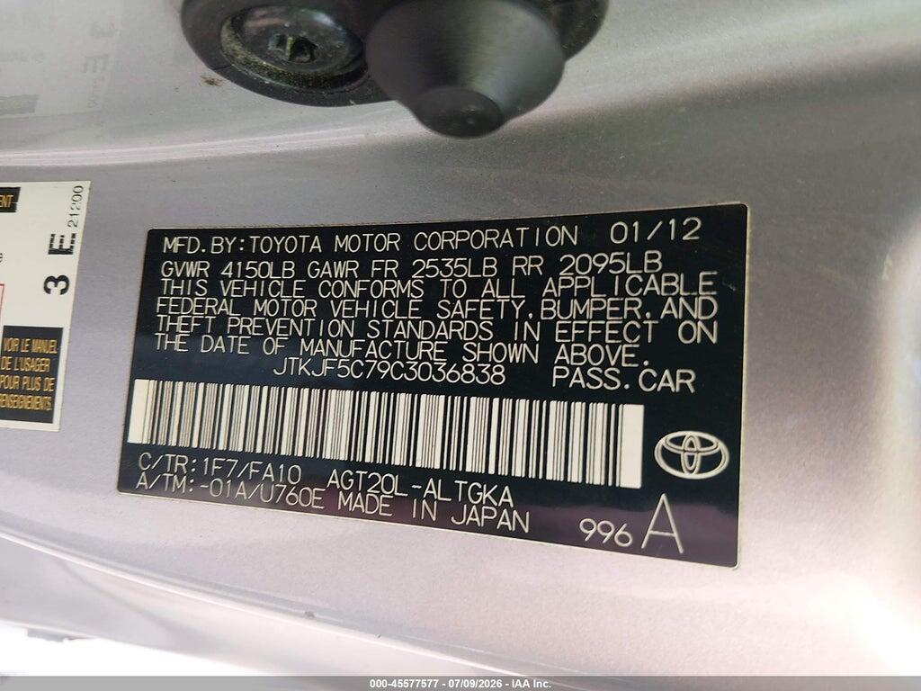 JTKJF5C79C3036838 2012 SCION TC photo no. 9