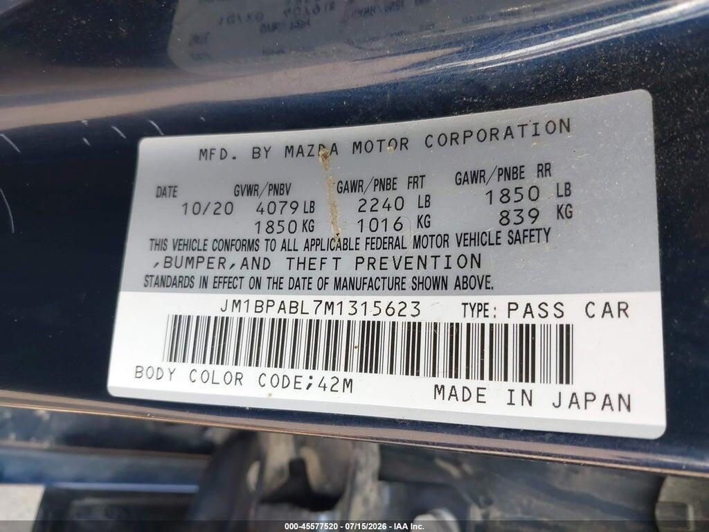 JM1BPABL7M1315623 2021 MAZDA MAZDA3 photo no. 9