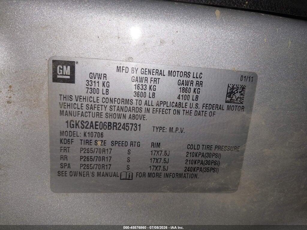 1GKS2AE06BR245731 2011 GMC YUKON photo no. 9