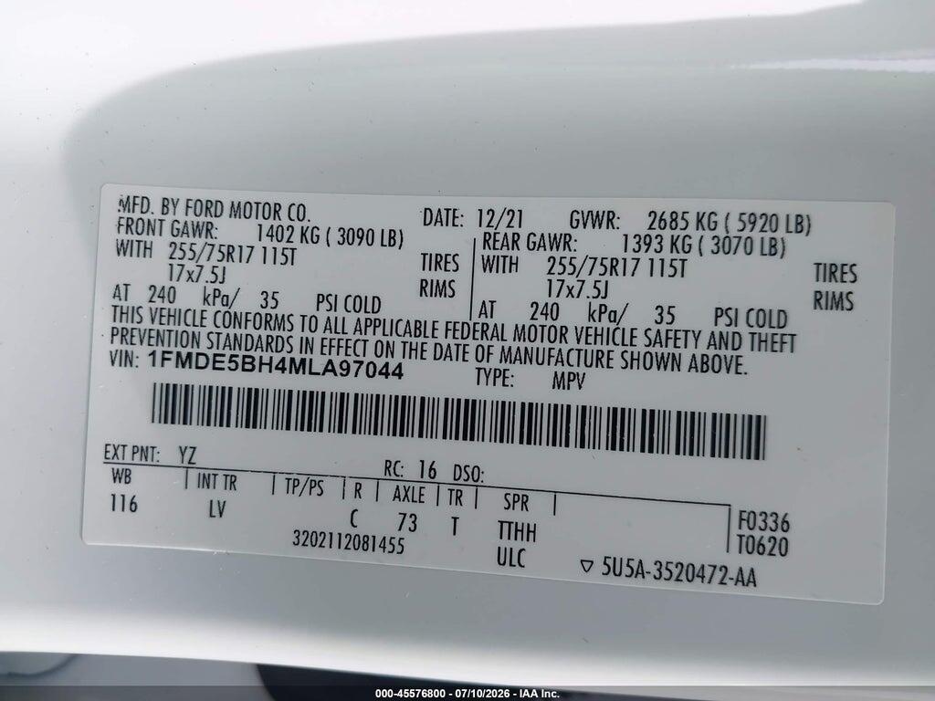 1FMDE5BH4MLA97044 2021 FORD BRONCO photo no. 9