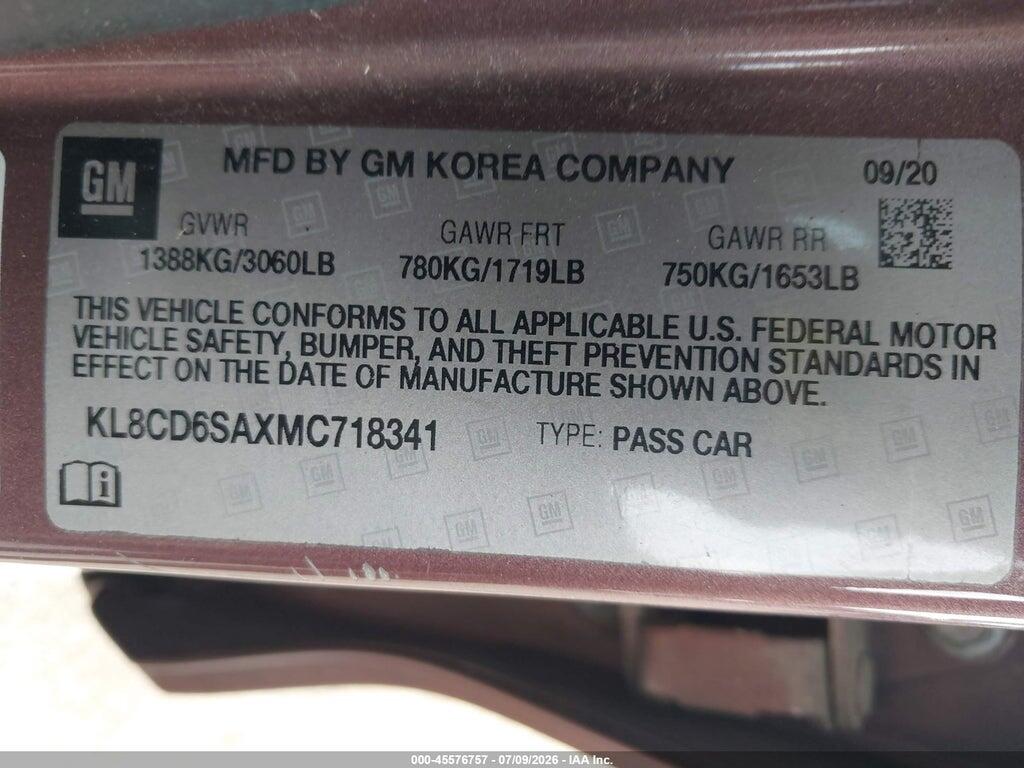 KL8CD6SAXMC718341 2021 CHEVROLET SPARK photo no. 9