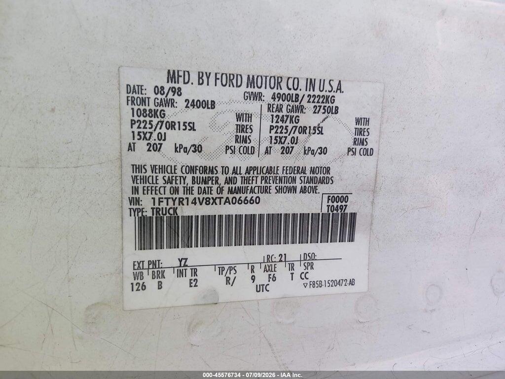 1FTYR14V8XTA06660 1999 FORD RANGER photo no. 9