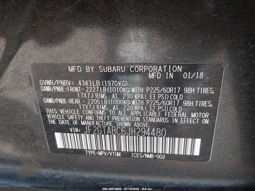 JF2GTABC6JH294480 2018 SUBARU CROSSTREK photo no. 9