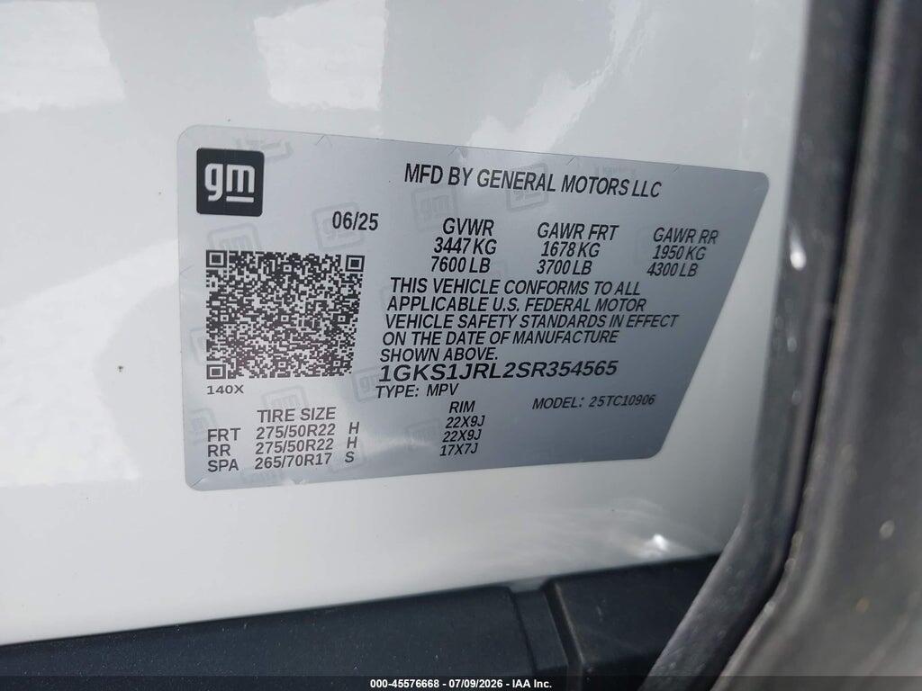 1GKS1JRL2SR354565 2025 GMC YUKON XL photo no. 9