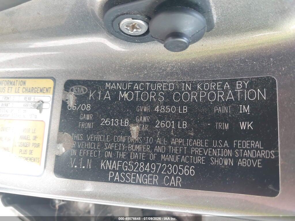KNAFG528497230566 2009 KIA RONDO photo no. 9