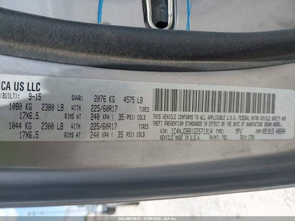 1C4NJDBB1GD571914 2016 JEEP COMPASS photo no. 9