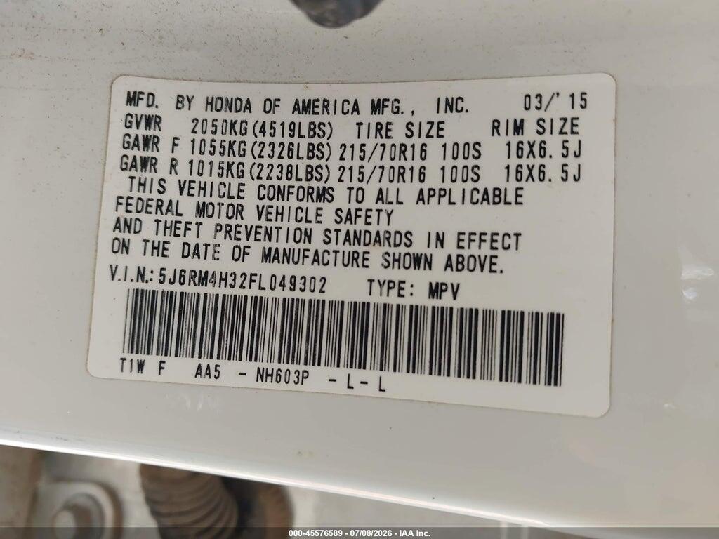 5J6RM4H32FL049302 2015 HONDA CR-V photo no. 9