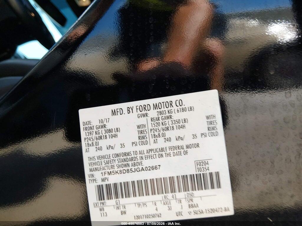 1FM5K8D85JGA02667 2018 FORD EXPLORER photo no. 9