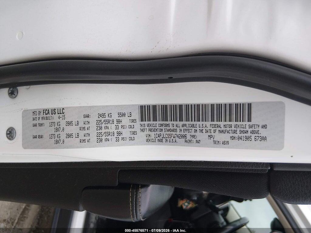 1C4PJLCS5FW742006 2015 JEEP CHEROKEE photo no. 9
