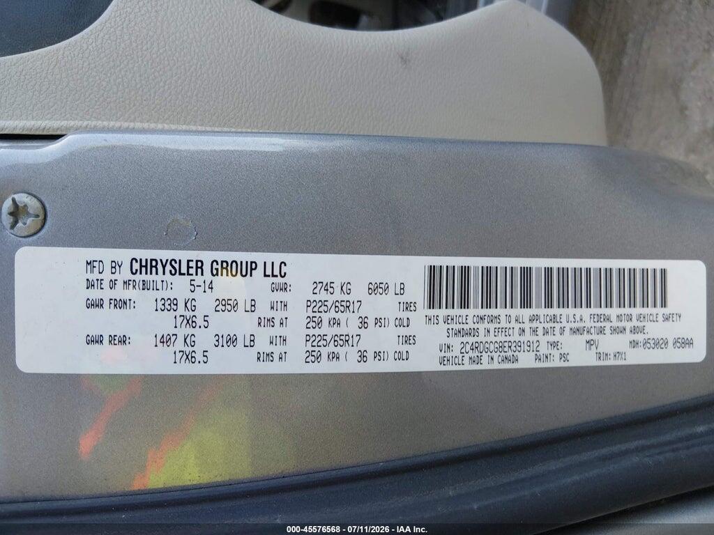 2C4RDGCG8ER391912 2014 DODGE GRAND CARAVAN photo no. 9