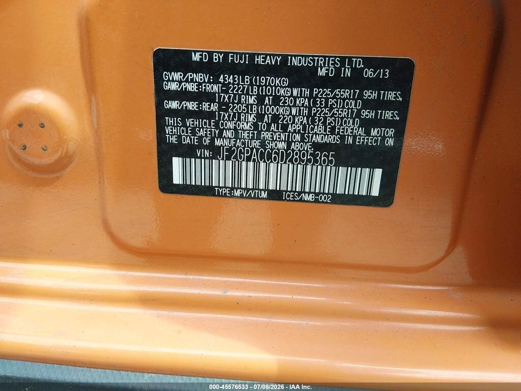 JF2GPACC6D2895365 2013 SUBARU XV CROSSTREK photo no. 9