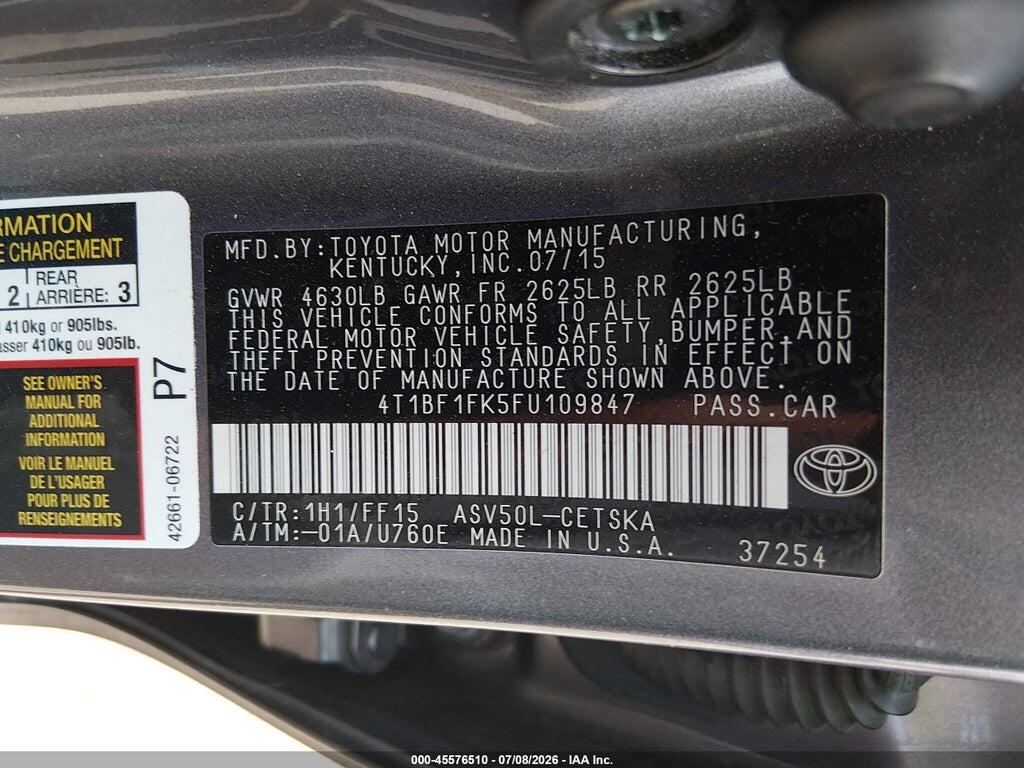 4T1BF1FK5FU109847 2015 TOYOTA CAMRY photo no. 9