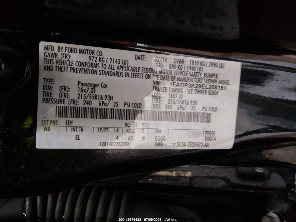 1FADP3K29EL268151 2014 FORD FOCUS photo no. 9