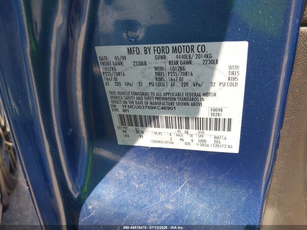 1FMCU03769KC46901 2009 FORD ESCAPE photo no. 9