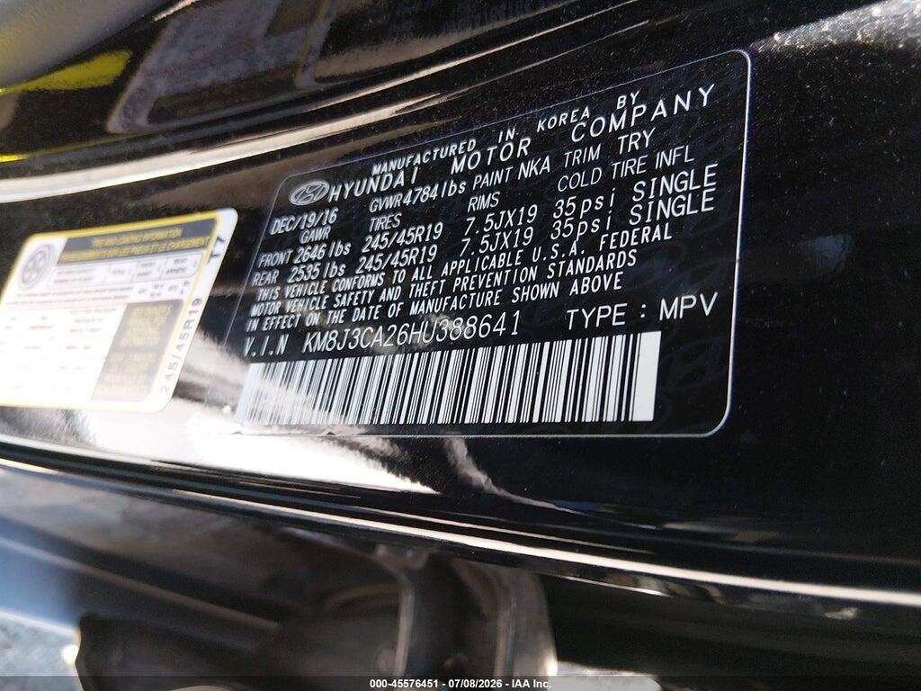 KM8J3CA26HU388641 2017 HYUNDAI TUCSON photo no. 9