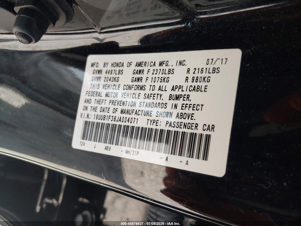 19UUB1F38JA004071 2018 ACURA TLX photo no. 9