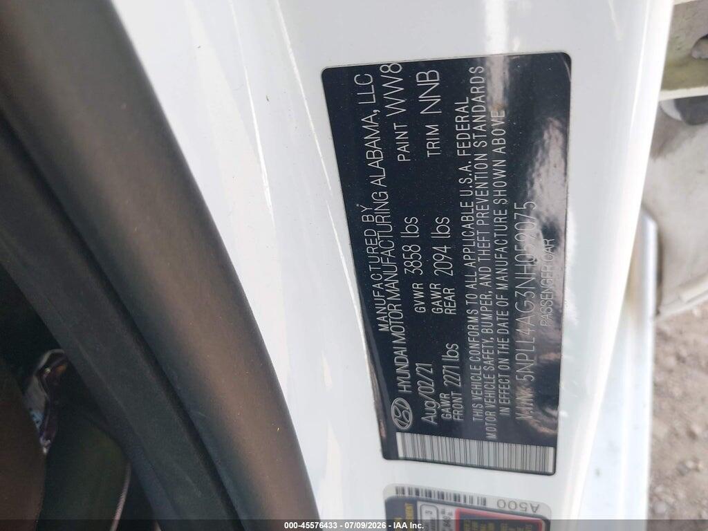 5NPLL4AG3NH059075 2022 HYUNDAI ELANTRA photo no. 9