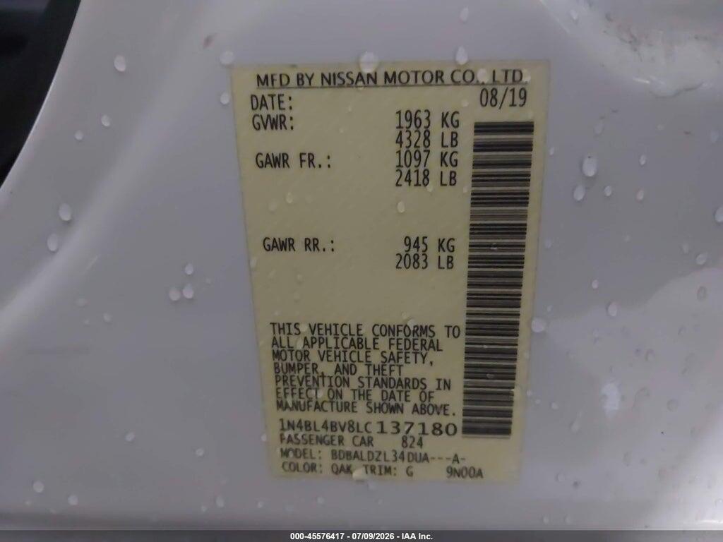 1N4BL4BV8LC137180 2020 NISSAN ALTIMA photo no. 9