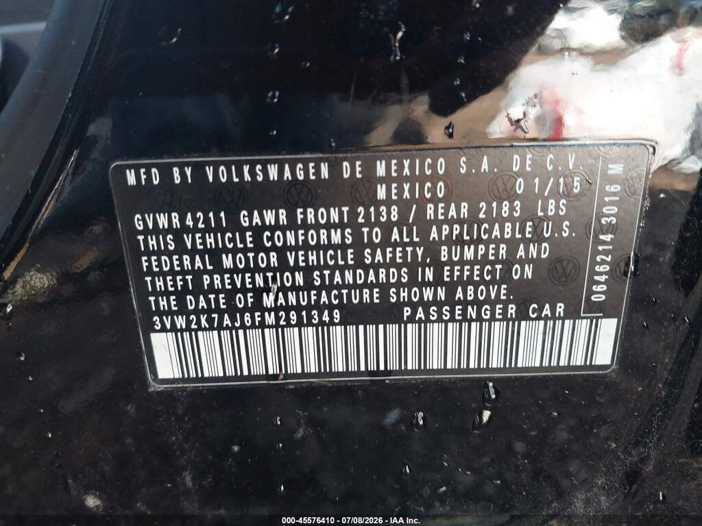 3VW2K7AJ6FM291349 2015 VOLKSWAGEN JETTA photo no. 9