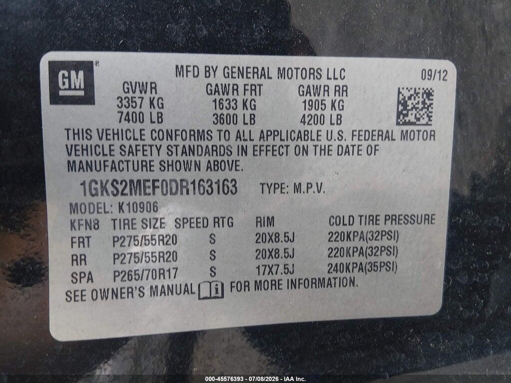1GKS2MEF0DR163163 2013 GMC YUKON XL 1500 photo no. 9