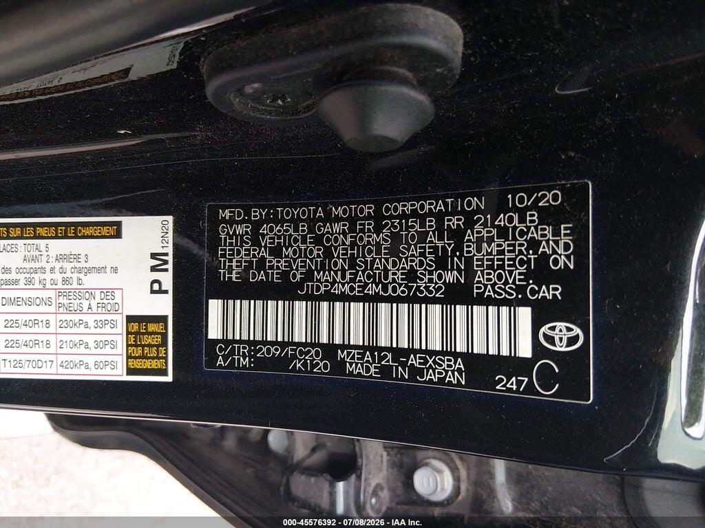 JTDP4MCE4MJ067332 2021 TOYOTA COROLLA photo no. 9