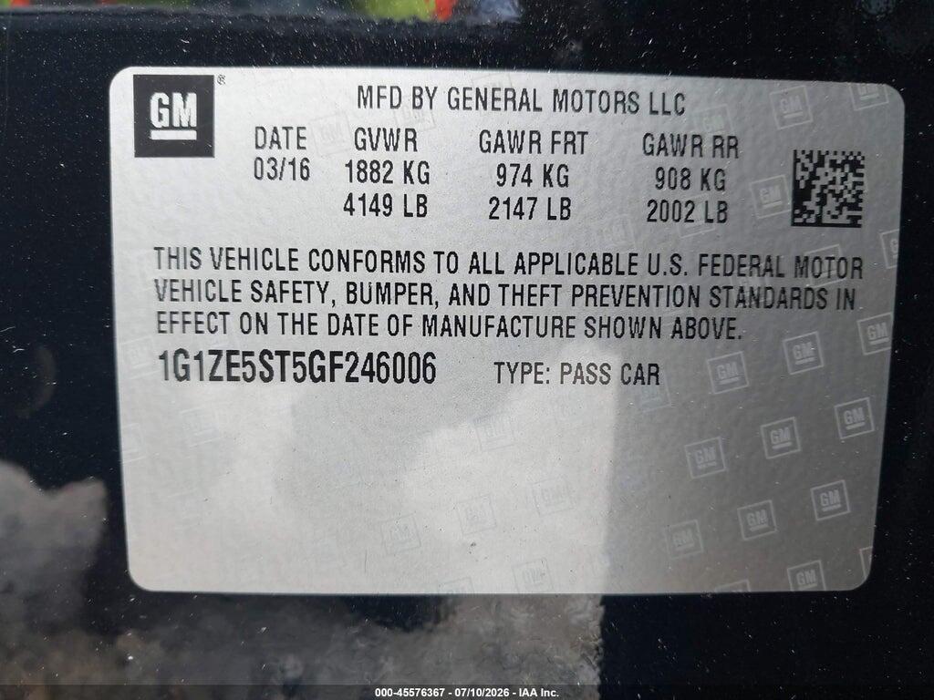 1G1ZE5ST5GF246006 2016 CHEVROLET MALIBU photo no. 9