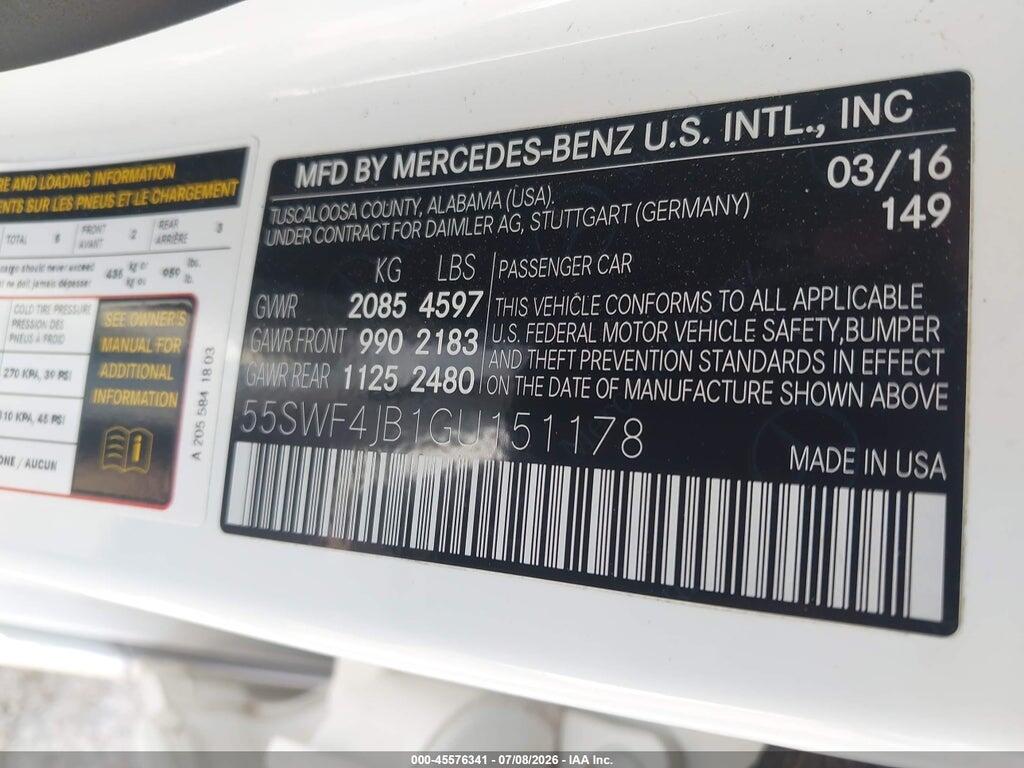 55SWF4JB1GU151178 2016 MERCEDES-BENZ C 300 photo no. 9