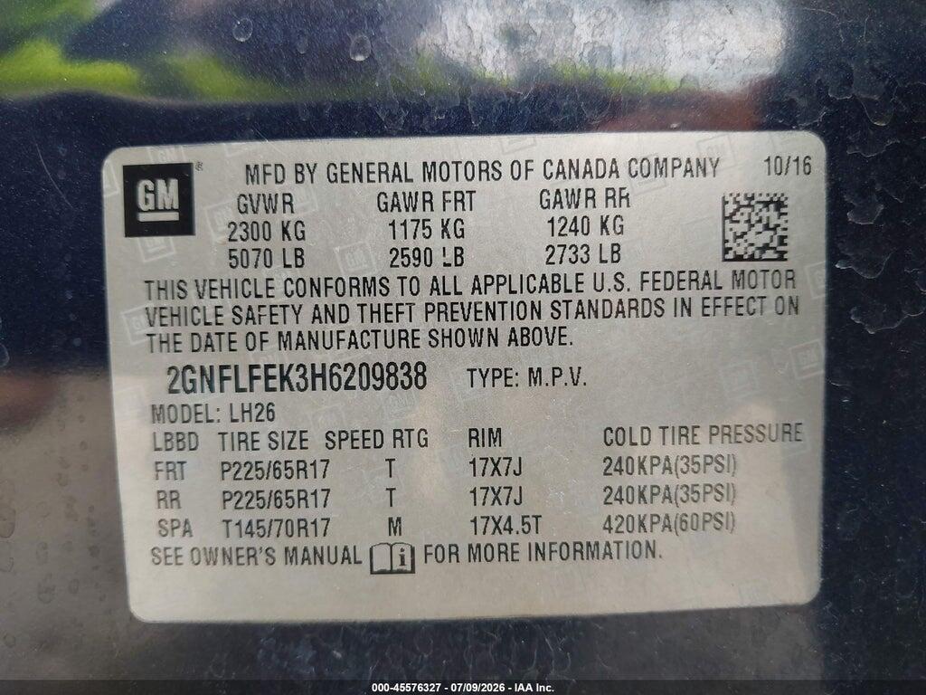 2GNFLFEK3H6209838 2017 CHEVROLET EQUINOX photo no. 9