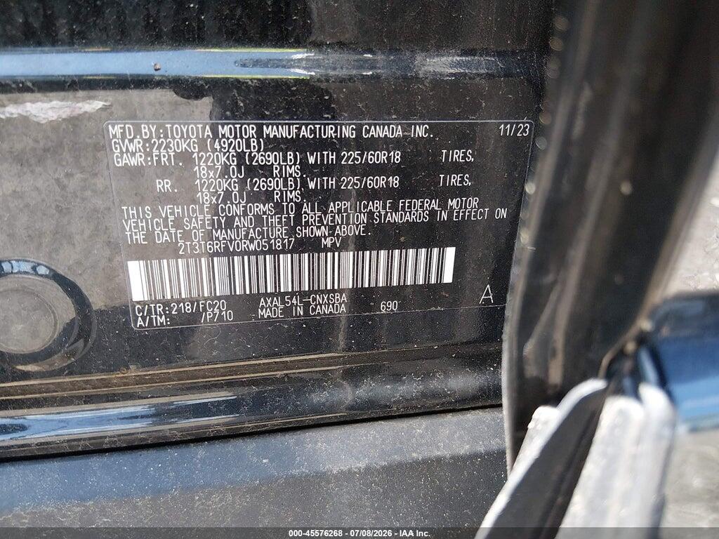 2T3T6RFV0RW051817 2024 TOYOTA RAV4 HYBRID photo no. 9