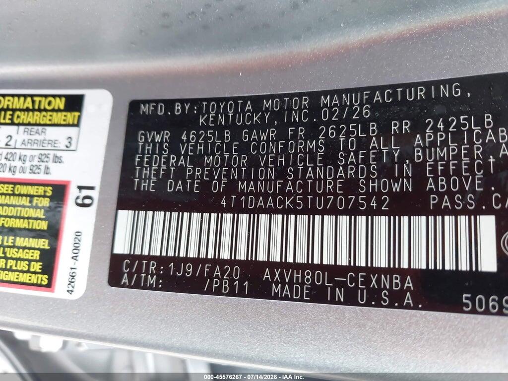 4T1DAACK5TU707542 2026 TOYOTA CAMRY photo no. 9