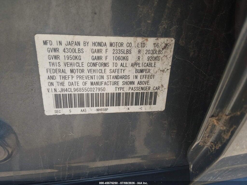 JH4CL96855C027950 2005 ACURA TSX photo no. 9