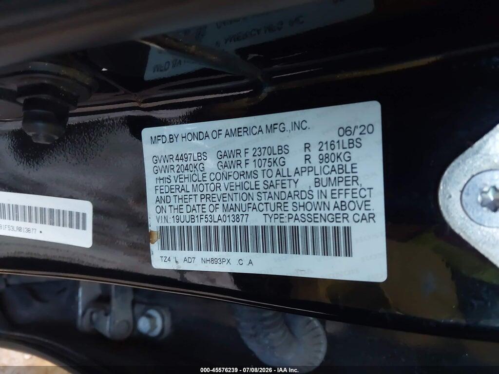 19UUB1F53LA013877 2020 ACURA TLX photo no. 9