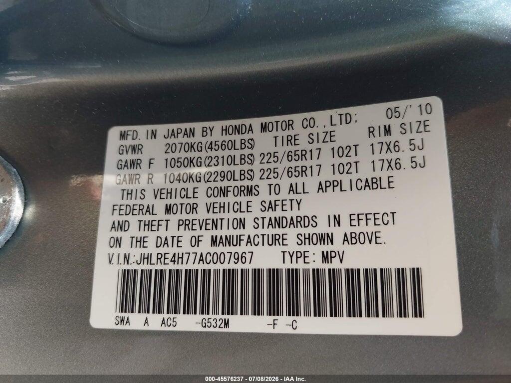JHLRE4H77AC007967 2010 HONDA CR-V photo no. 9