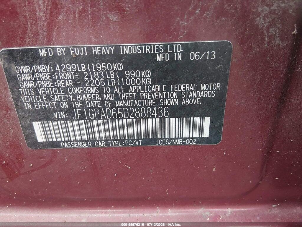 JF1GPAD65D2888436 2013 SUBARU IMPREZA photo no. 9