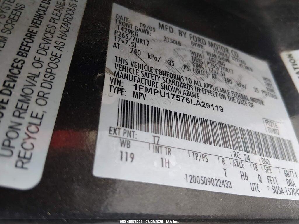 1FMPU17576LA29119 2006 FORD EXPEDITION photo no. 9