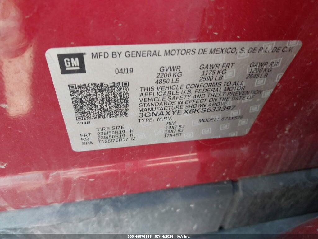 3GNAXYEX6KS633397 2019 CHEVROLET EQUINOX photo no. 9